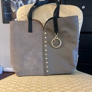 Chloé Gaia Leather & Suede Carry-all Tote in Motty Gray